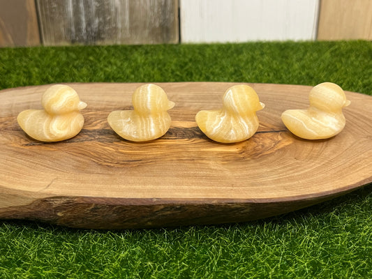 Yellow Calcite Duck Carvings