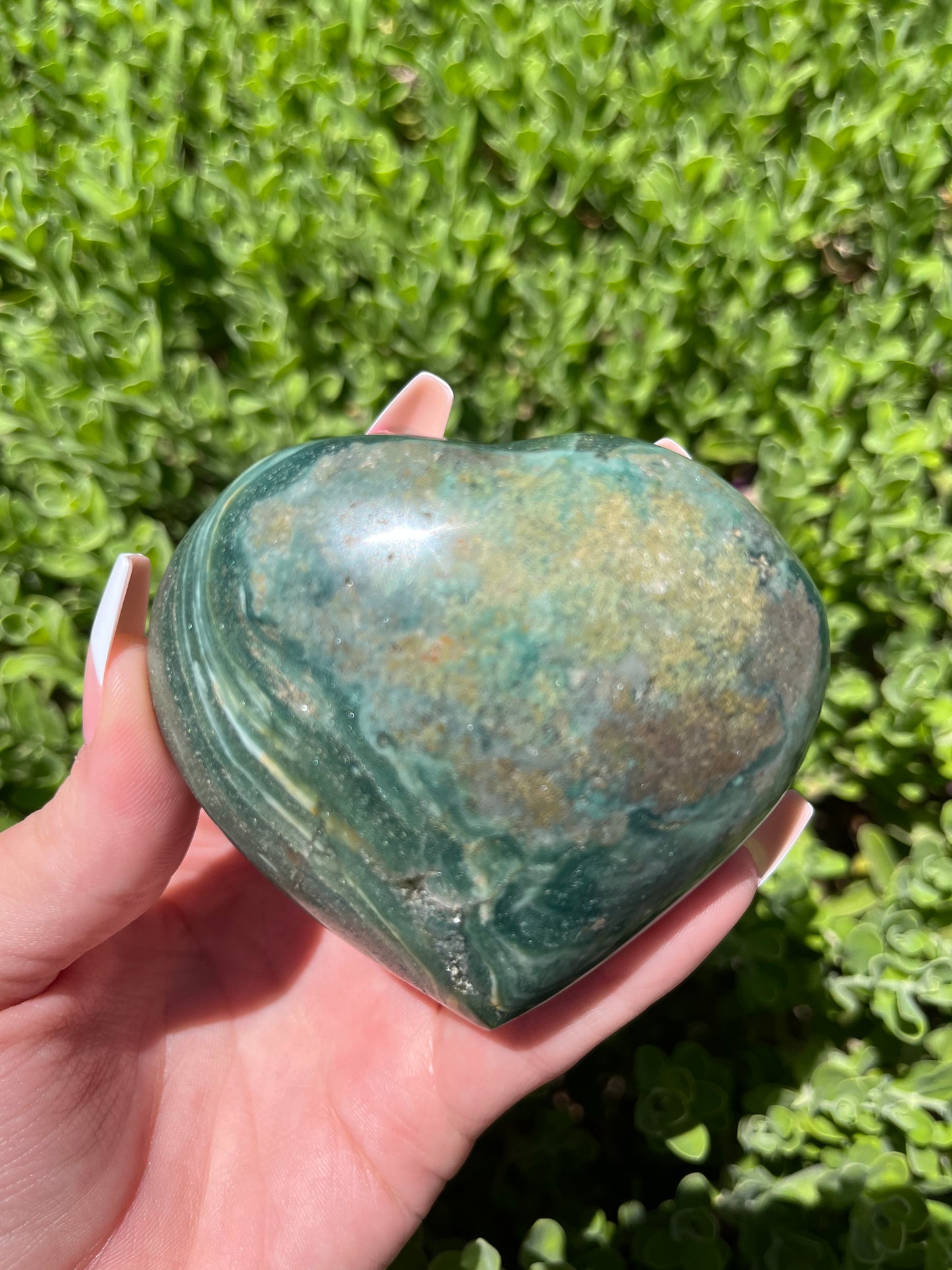 Ocean Jasper Puffy Heart Carvings