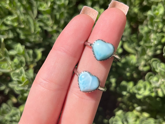 Larimar Adjustable Heart Ring