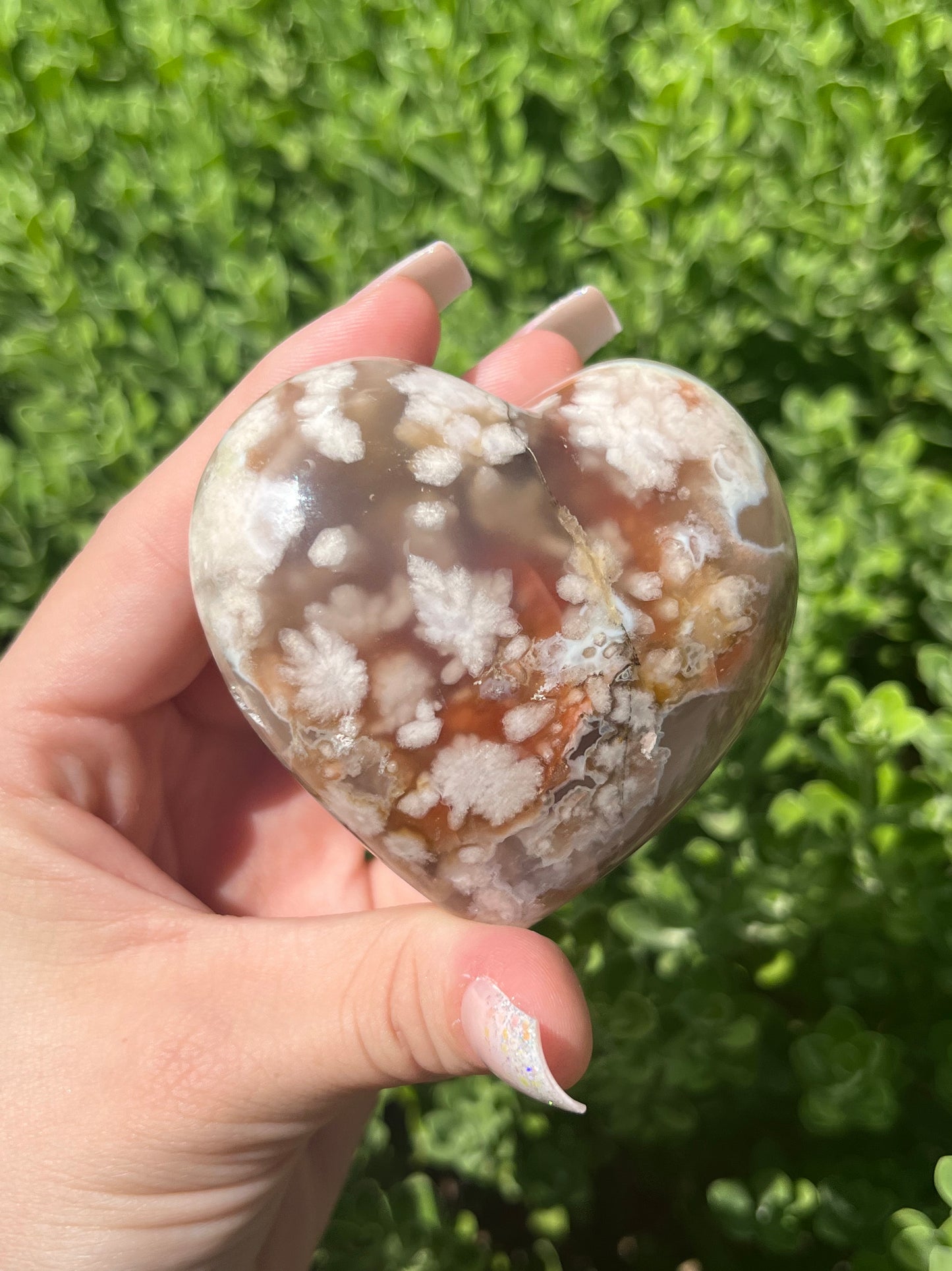 Flower Agate Puffy Hearts