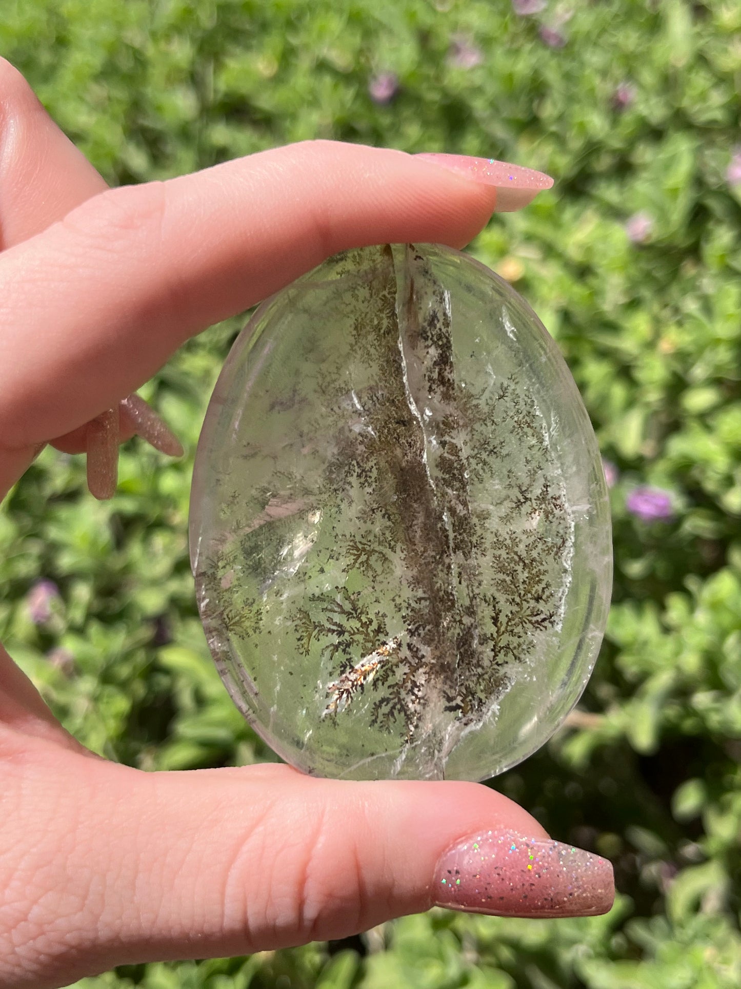 Dendritic Clear Quartz Palm Stone