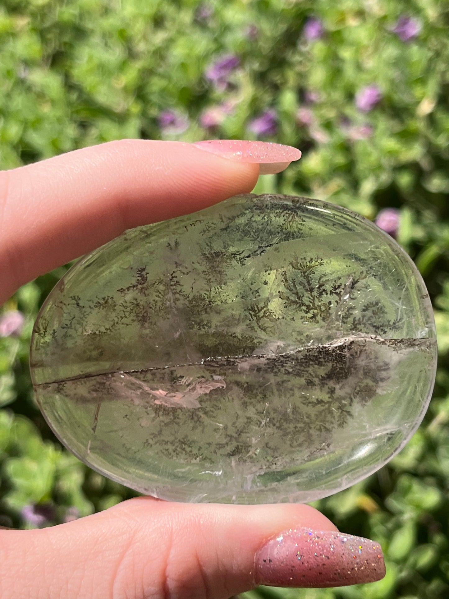 Dendritic Clear Quartz Palm Stone