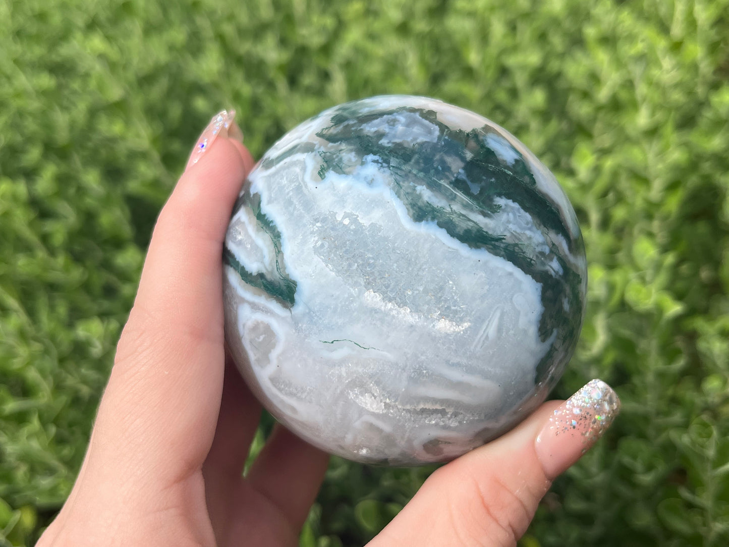 Druzy Moss Agate Sphere