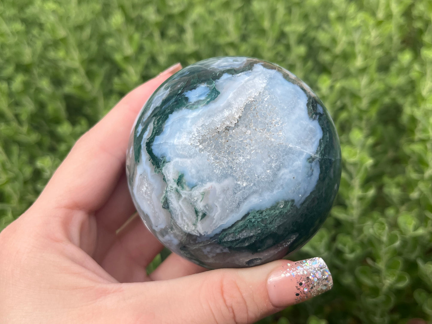 Druzy Moss Agate Sphere