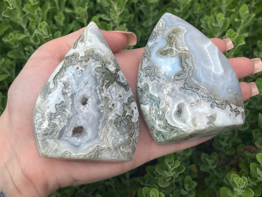 Moss Agate Teardrop Flames