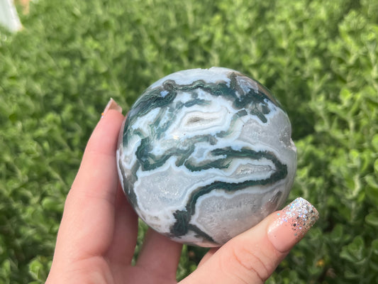 Druzy Moss Agate Sphere