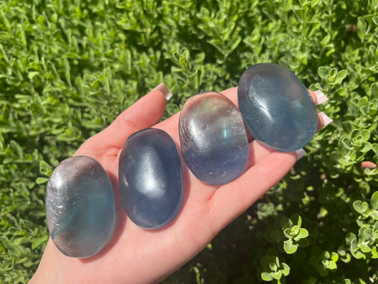 Ocean Blue Fluorite Palm Stones