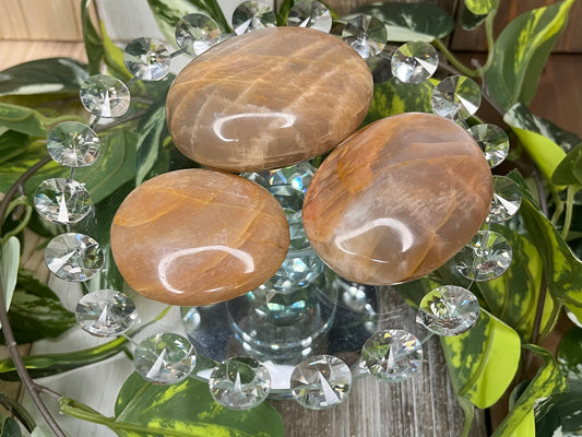 Peach Moonstone Palm Stone