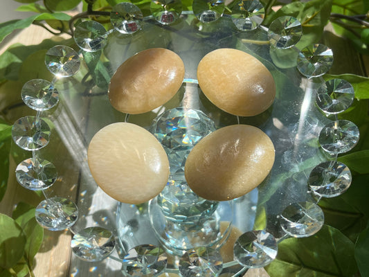 Yellow Calcite Small Palm Stone