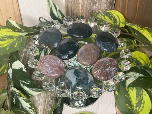 Moss Agate Mini Palm Stones