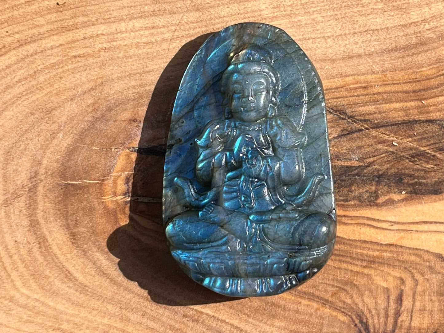 Blue Labradorite Buddha Carving